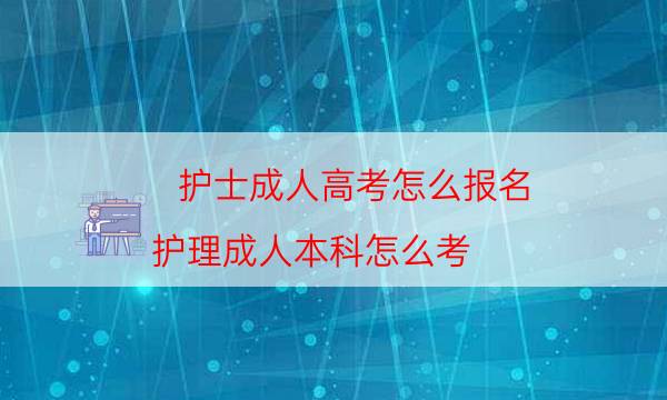 护士成人高考怎么报名（护理成人本科怎么考）